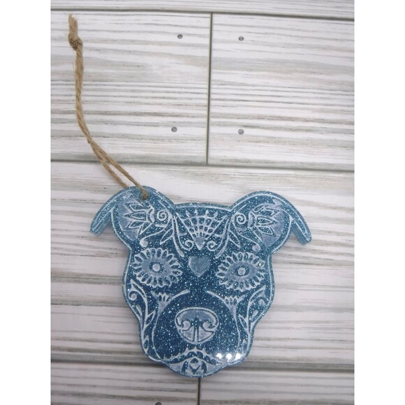 Hand Crafted Other - Ornament Pitbull Sugar Skull w/ Glitter